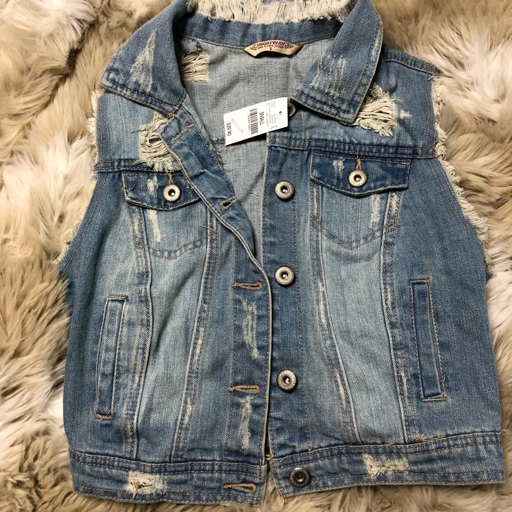 ripped denim vest NEW W TAGS